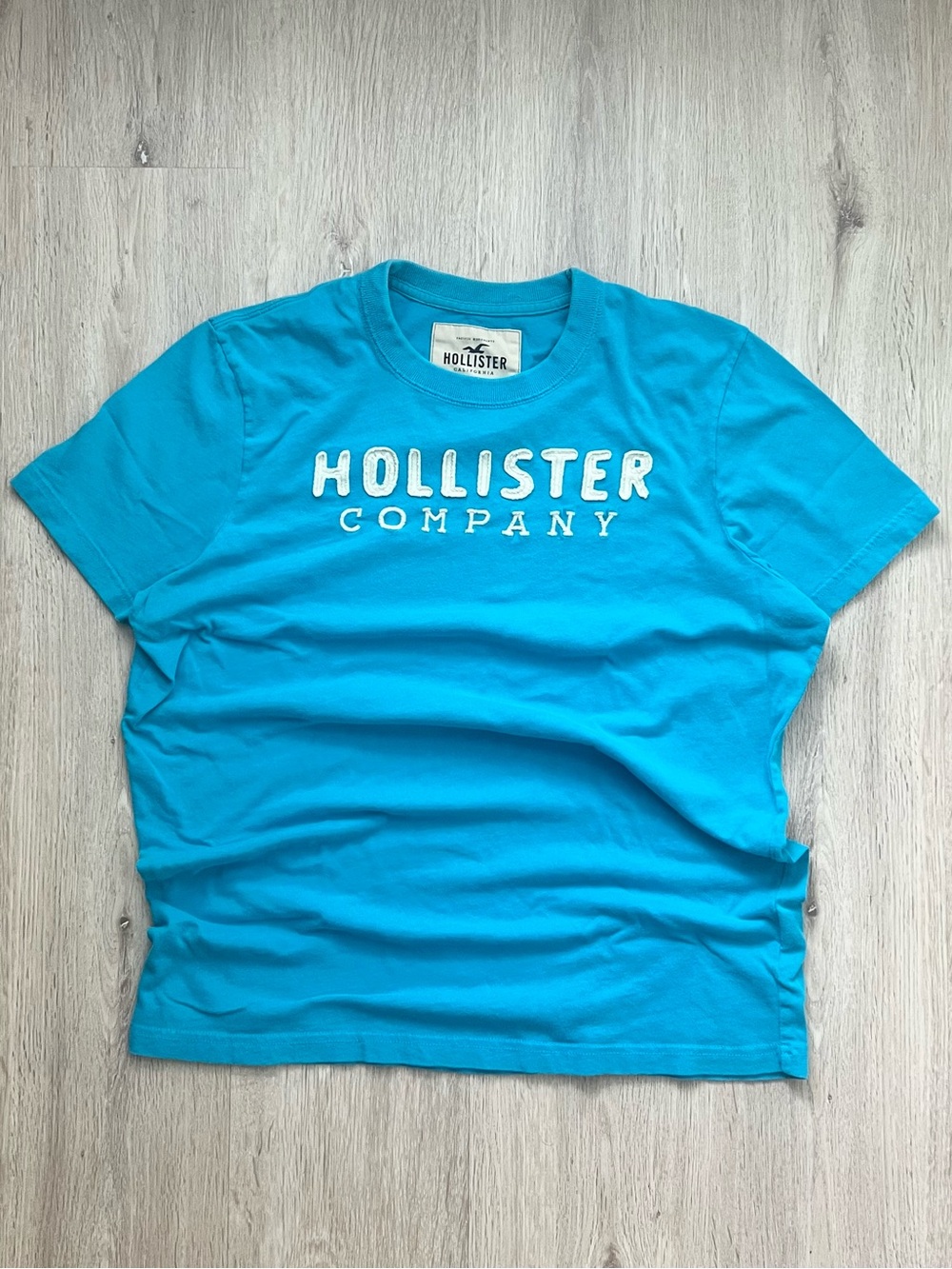 Vintage Y2K Hollister Spellout T-Shirt Mens XL Light Blue Short Sleeve 2000s